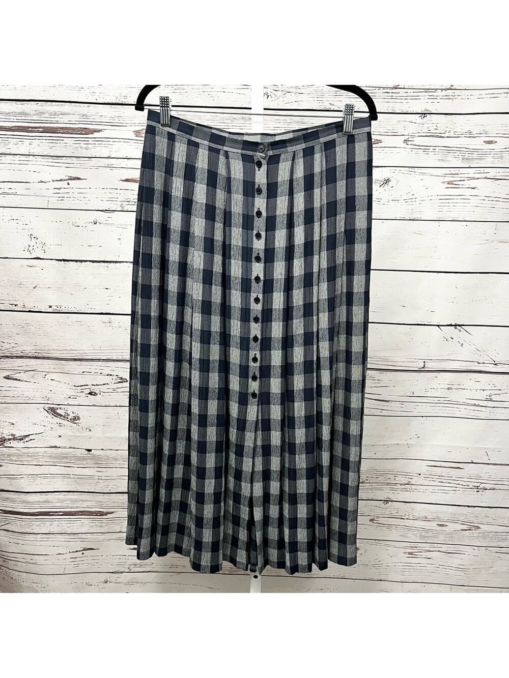 St. Michael Marks & Spencer Navy Blue & White Checkered A-Line Skirt Size 12